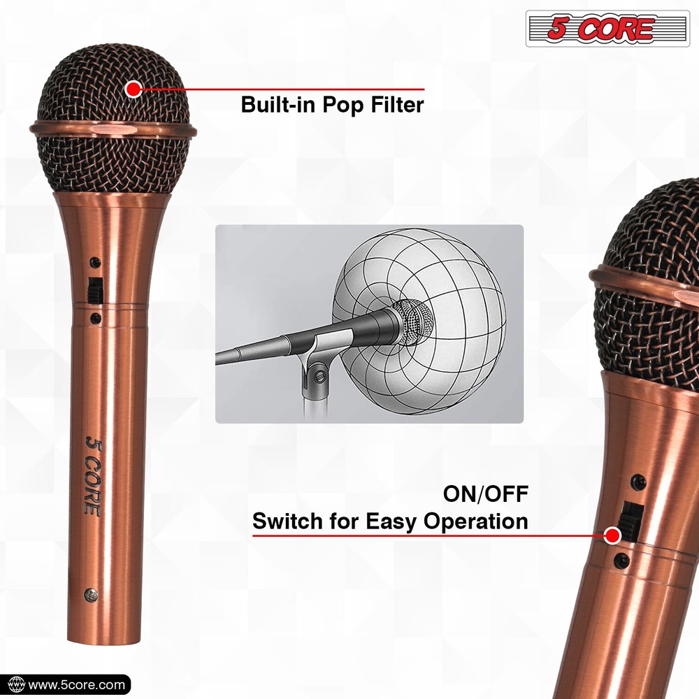 5Core Microphone Pro Dynamic Metal Mic XLR Audio Cardiod Vocal Karaoke Singing