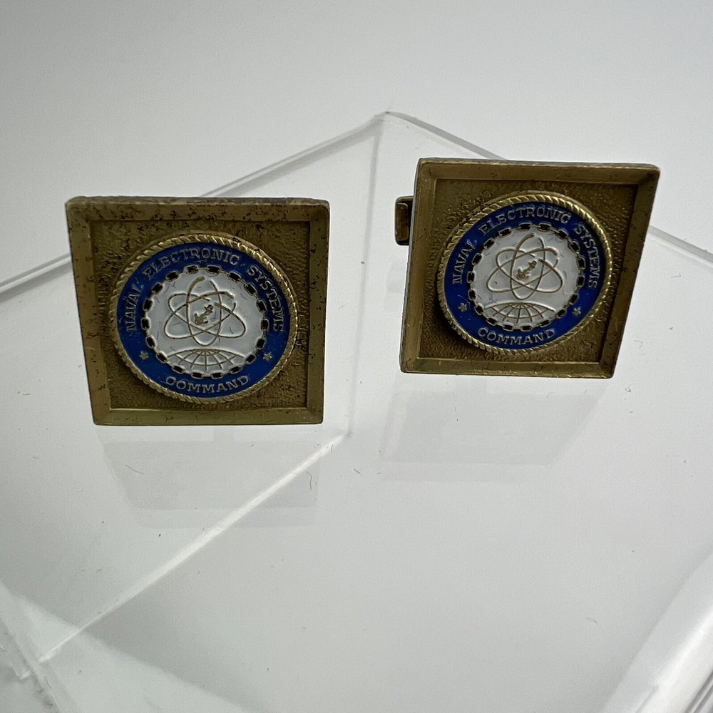 USN NESEA Naval Electronics Systems Engineering Navy NASA Cuff Links Blue White