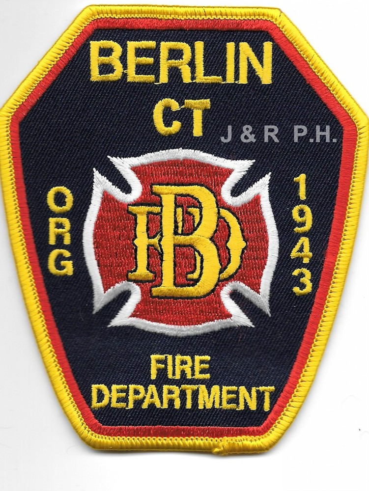 Berlin  Fire Dept., Connecticut  "Org. 1943"  (3.75" x 4.5" size)  fire patch