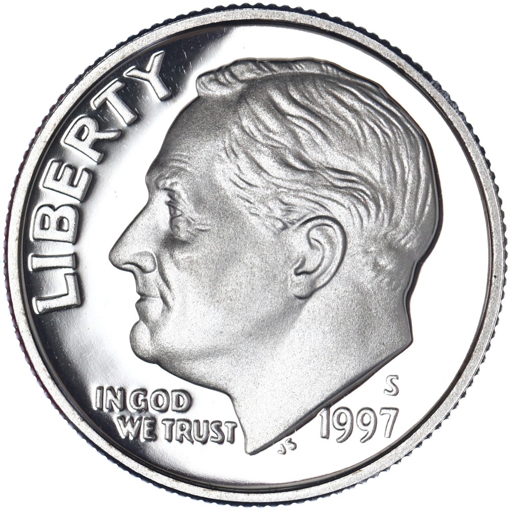 1997 S Roosevelt Dime Gem DCam Proof CN-Clad
