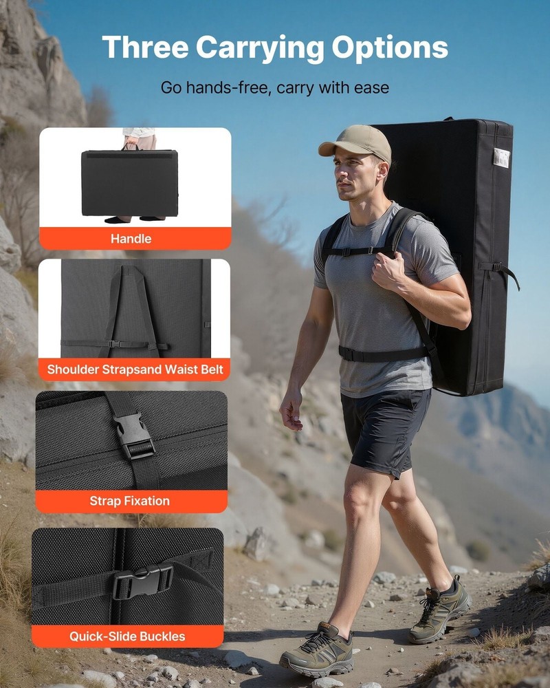 Bouldering Crash Pad, Bi-Fold Rock Climbing Crash Pad with Adjustable Backpack