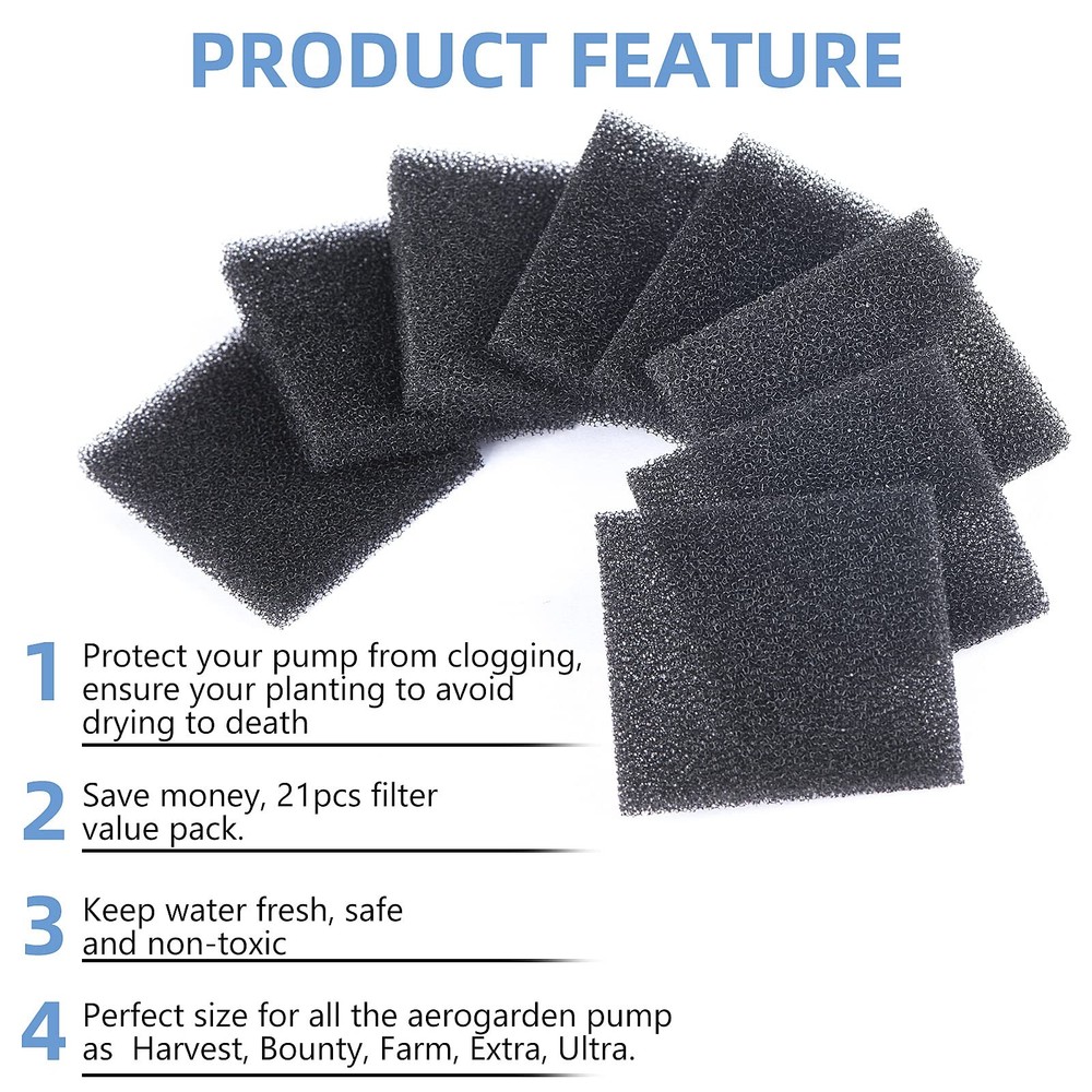 21 Pack Pump Filter Sponge Filter Sponge Replacement Accessories Reduces Dirt In