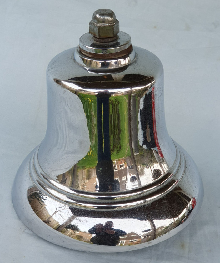 Original Fire Engine 10" Chrome Bell Rope Pull Operated Clapper 22½lbs 10.4kg