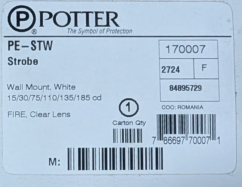 Potter PE-STW Wall Strobe - SAME DAY SHIPPING
