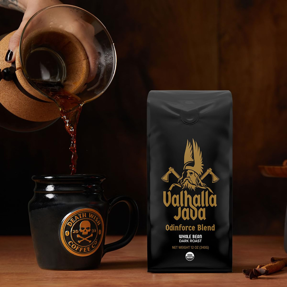 , Valhalla Java Odinforce Blend Whole Bean, USDA Organic and Fair Trade, 12 Oz (