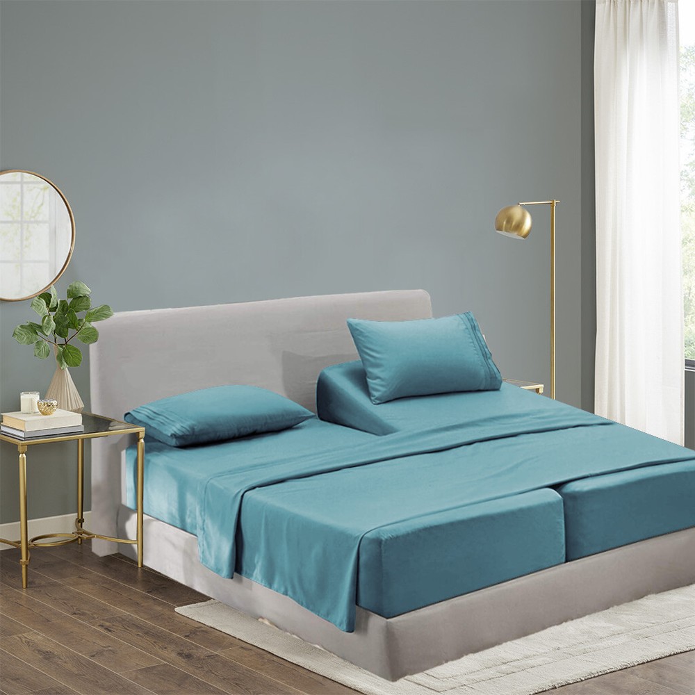 Split King Size Cool Bamboo Bedsheet Deep Pocket Bamboo Bed Sheet Sets 5 Pieces