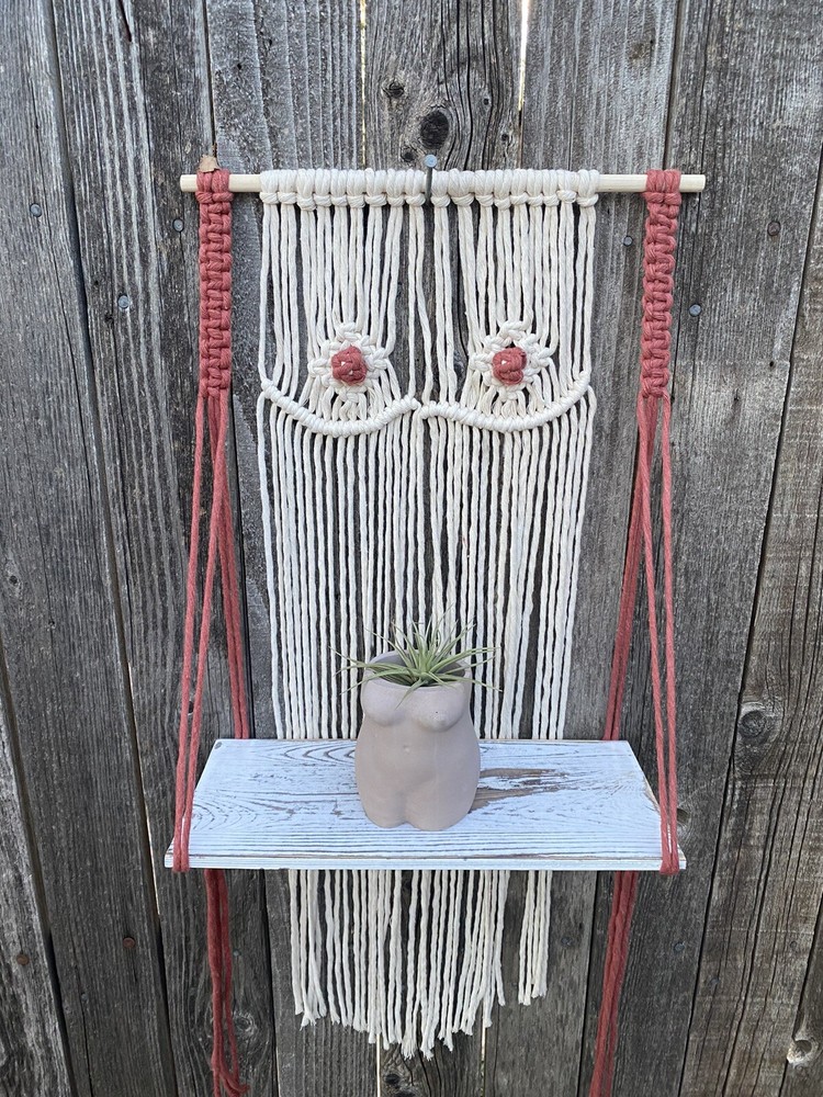 Macrame Shelf Female Fiber Art