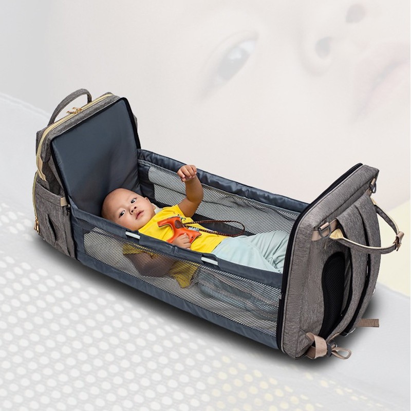 Baby bag USB Charging Version Mommy Bed Backpack Folding Large Capacity Multi-fu