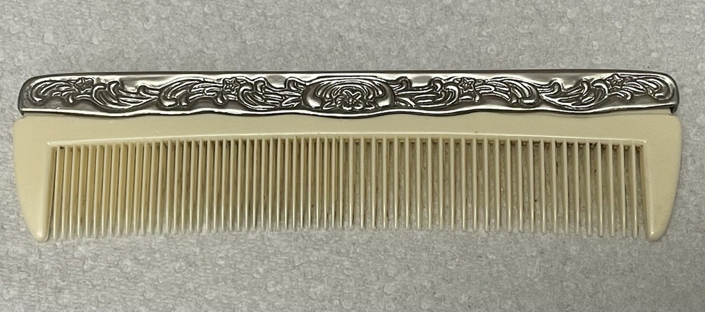 VINTAGE CELLULOID/ SILVERPLATE COMB - EXCELLENT CONDITION