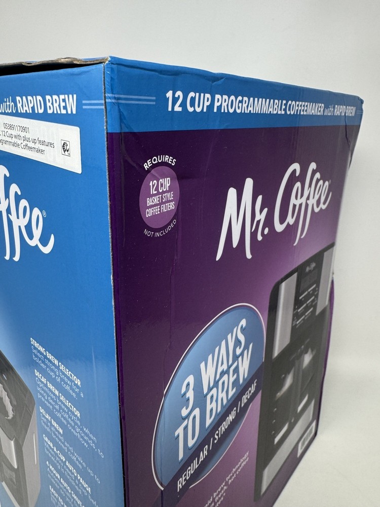 Mr. Coffee Programmable 3-Way Brewing System 12-Cup Drip Coffee Maker New Sealed