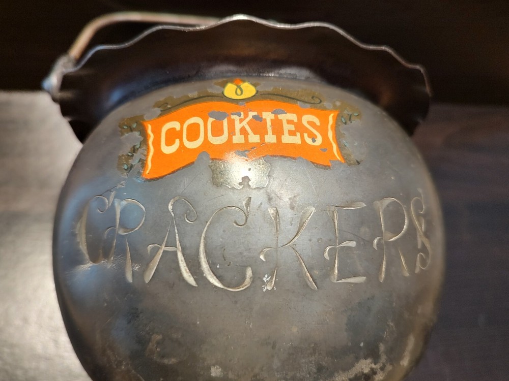 Antique Silver Crackers Biscuit Jar with Handle by Empire MFG