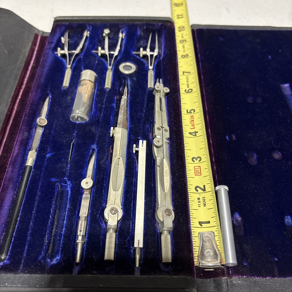 Vintage Keuffel & Esser Compass Drawing Set Drafting Germany Engineering Tools