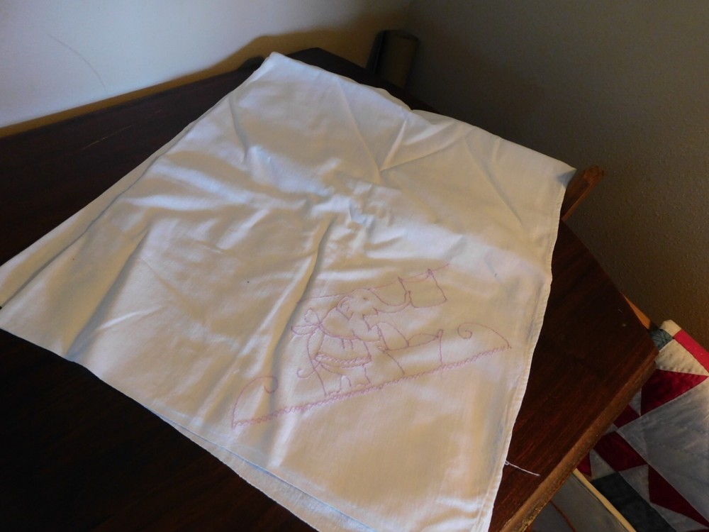 Elephant Hand Embroidered Linen Kitchen Towel