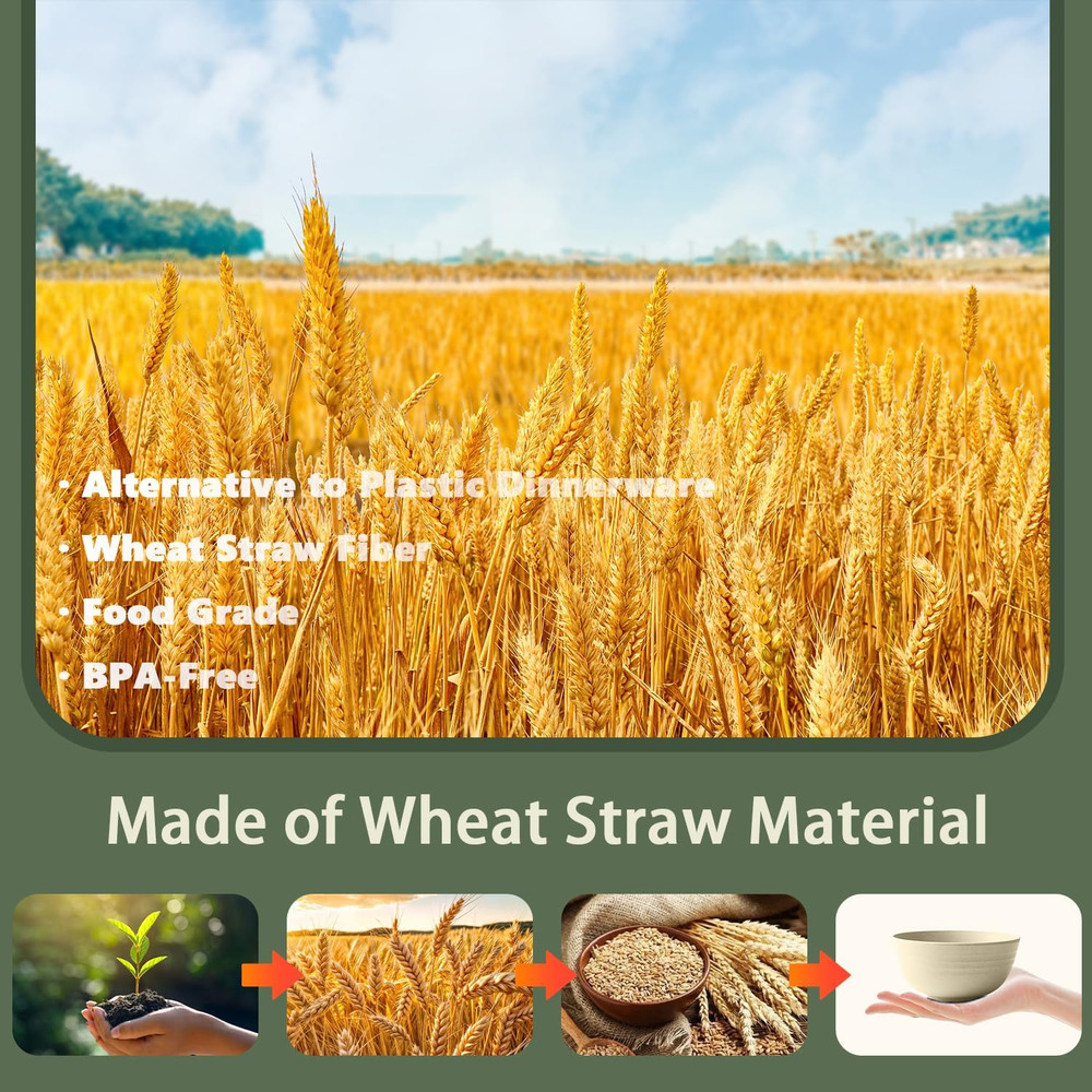 Premium Wheat Straw Dinnerware Sets | Service for 4 | Unbreakable Dinnerware Set