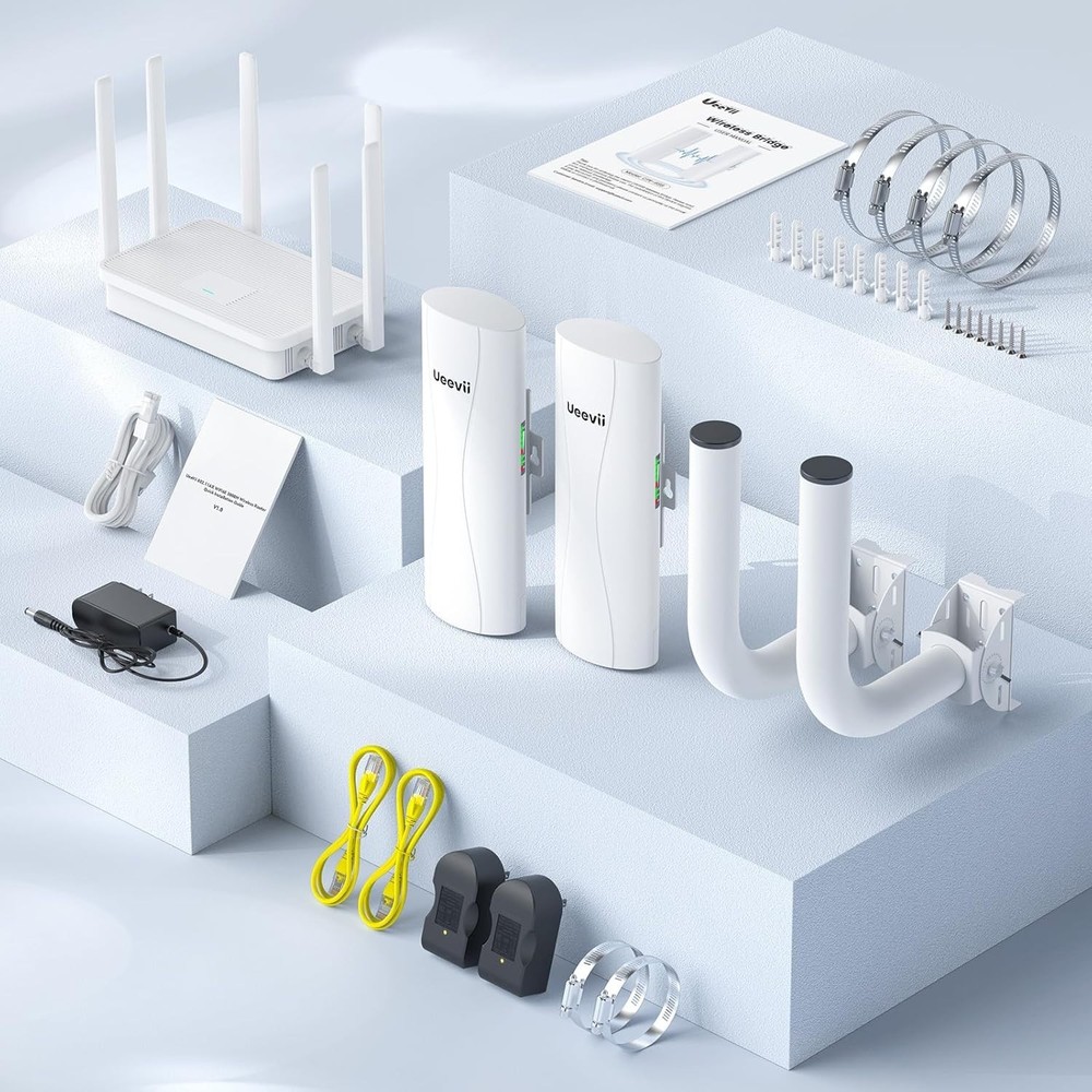 Point-to-Point Wireless Bridge System with Adjustable Brackets and 5KM Range