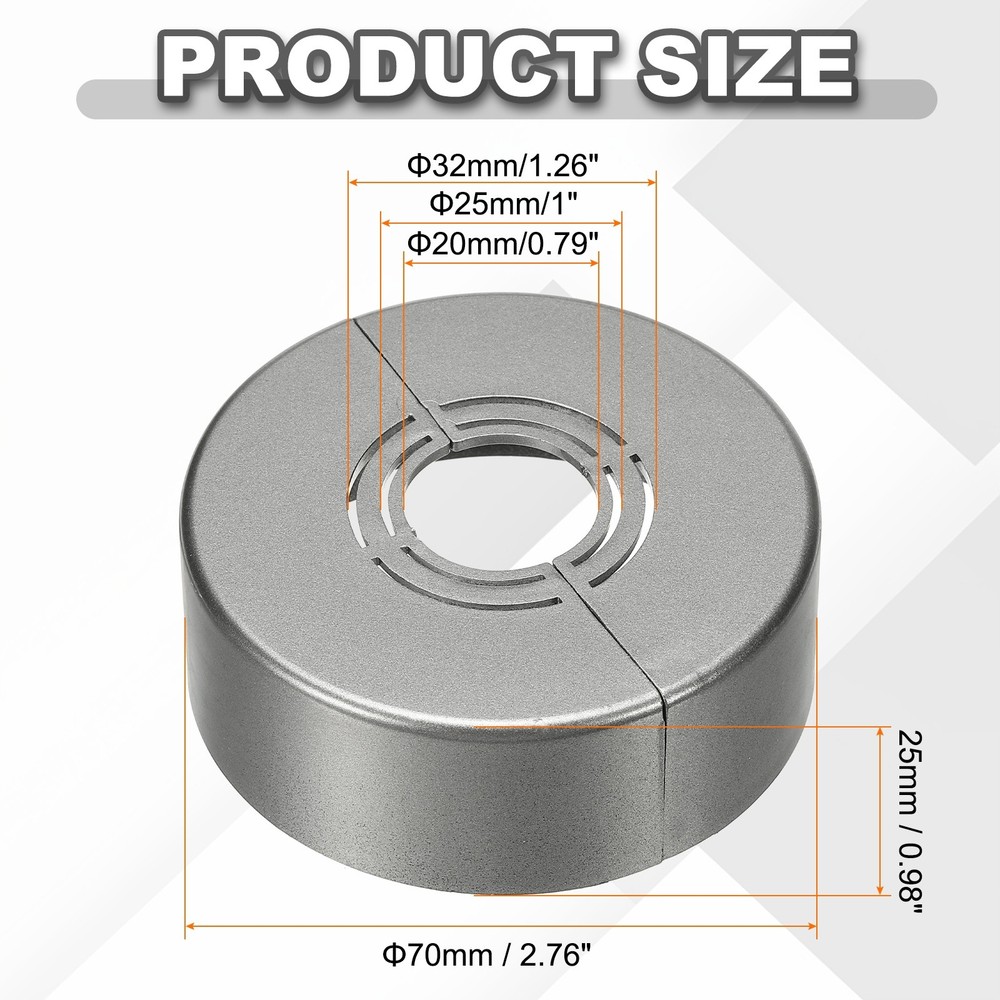 2pcs Wall Split Flange 0.98" Plastic Round Split Flange Pipe Cover, Gray