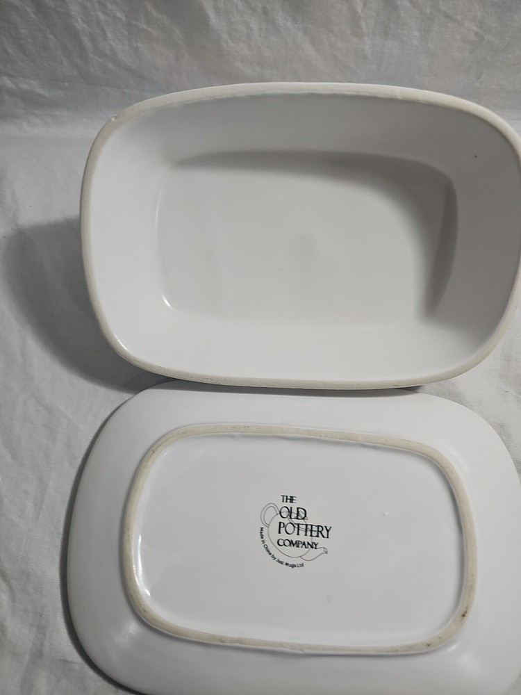 The Old Pottery Co. Covered Butter Dish w/ lid, oversized