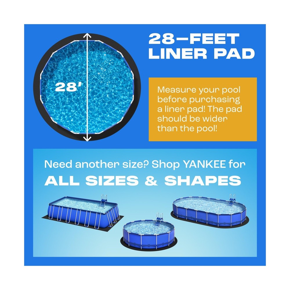 Yankee Pool Liner Pad, 28 Ft Round Pool Liner Pad, Puncture Proof Mat, Above ...