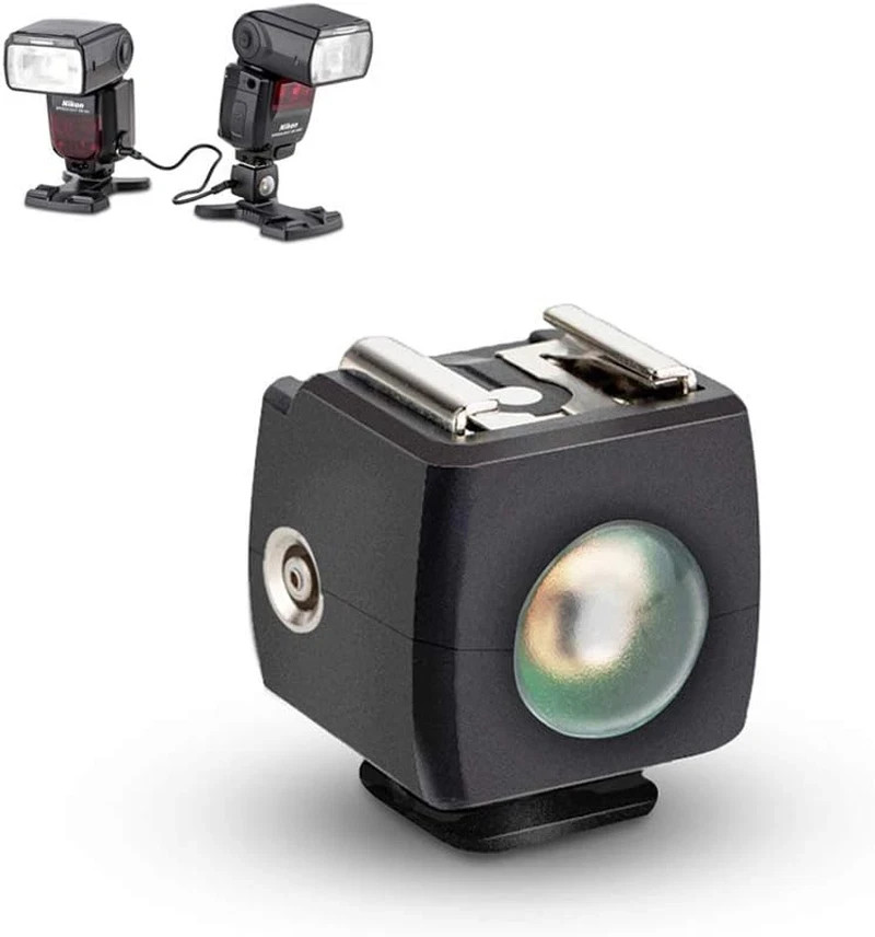 Optical Flash Slave Trigger JJC Hot Shoe Sync Adapter with PC Socket Sensor