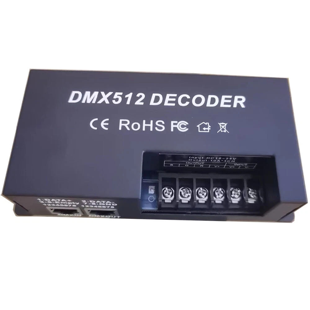 4CH DMX 512 Decoder Led Digital Controller RGBW RGB 4 Channel Dimmer DC 12V-24V
