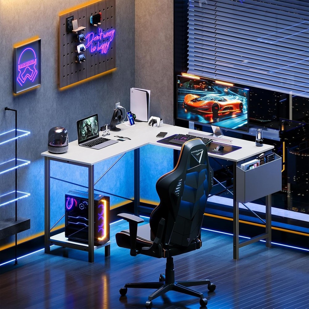 L Shaped Desk Computer Gaming Corner Table 50 Inch Home Office Writing Student