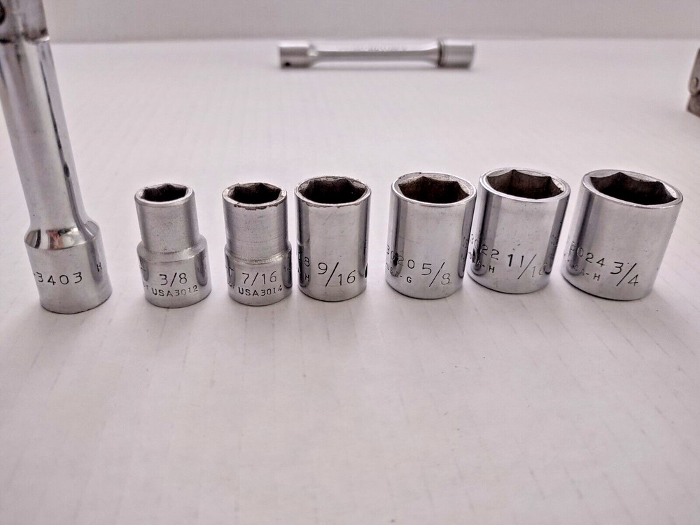 Wright Tool Forge Co Socket Set Extensions Standard 3/8 - 3/4 9 pc Vintage USA