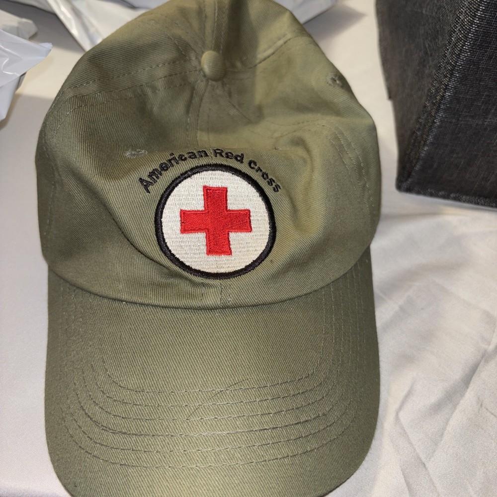 American Red Cross Hat Beautifully Distressed Trashed Beat Up Strapback Cap