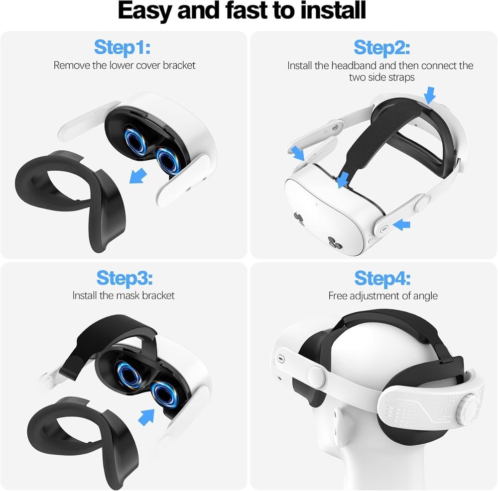 Head Strap for Meta Quest 3S Adjustable T3 Elite HeadStrap Replacement Q3S White