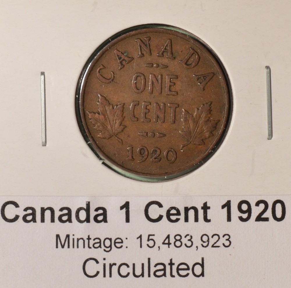 1920 Canada one Cent - Penny - Circulated