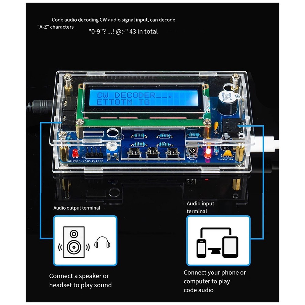 Upgrade CW Morse Code Infrared Decoder Electronic DIY Production Kit Wis6878