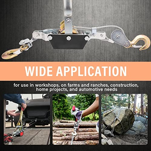 2-Ton Come Along Winch Power Puller, Heavy-Duty Dual Gear Hand Cable Puller