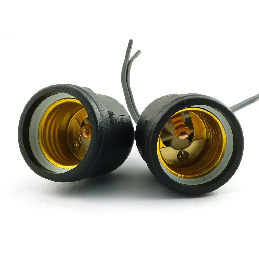 5 Pcs E26 E27 Temporary Light Socket Flame Retardant Waterproof Pigtail Black