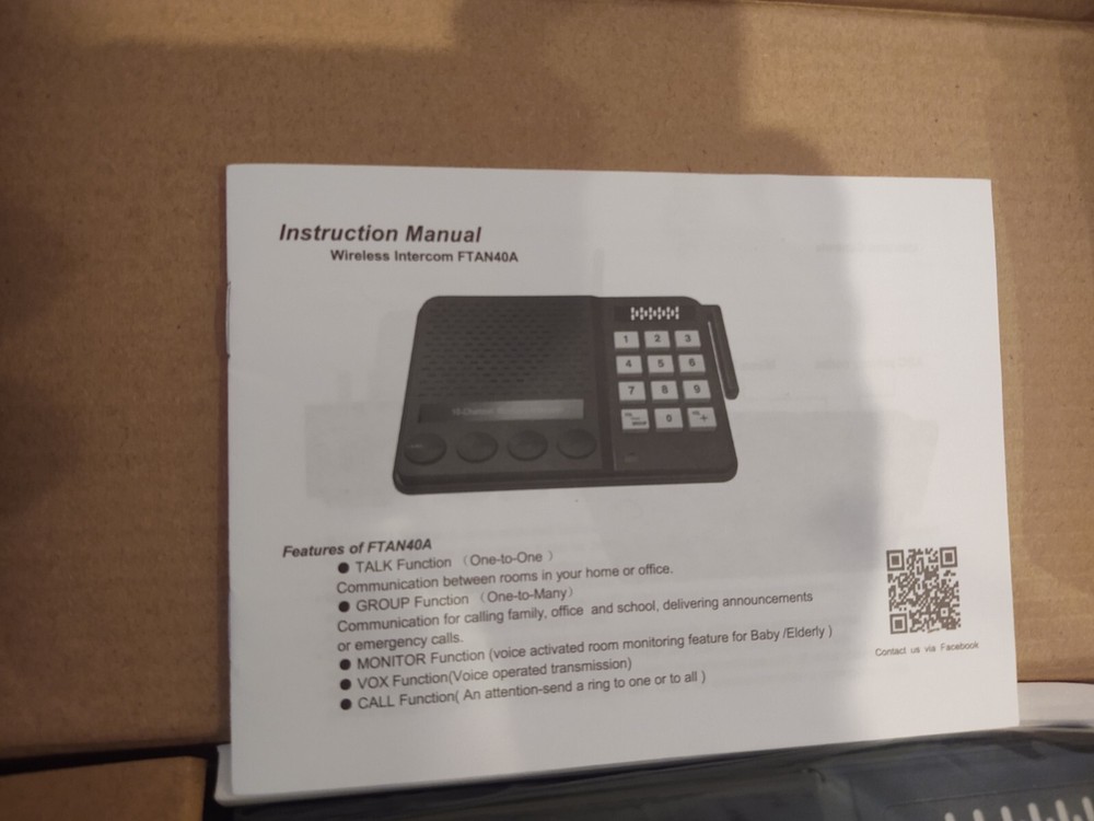 Wireless Intercom System for Home FTAN40A 3 DIGITAL CODES 10 channel