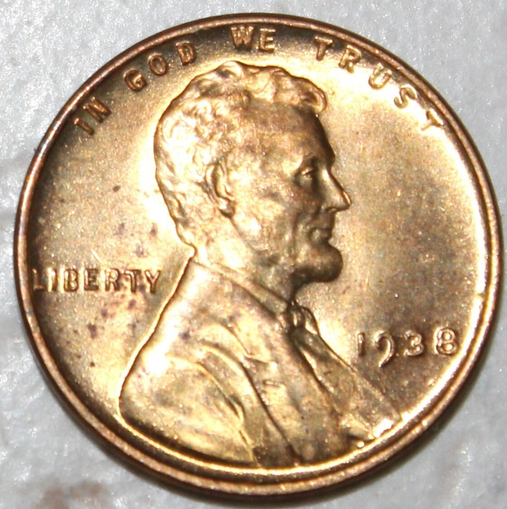 1938 1C RD Lincoln Cent  UNC  0684