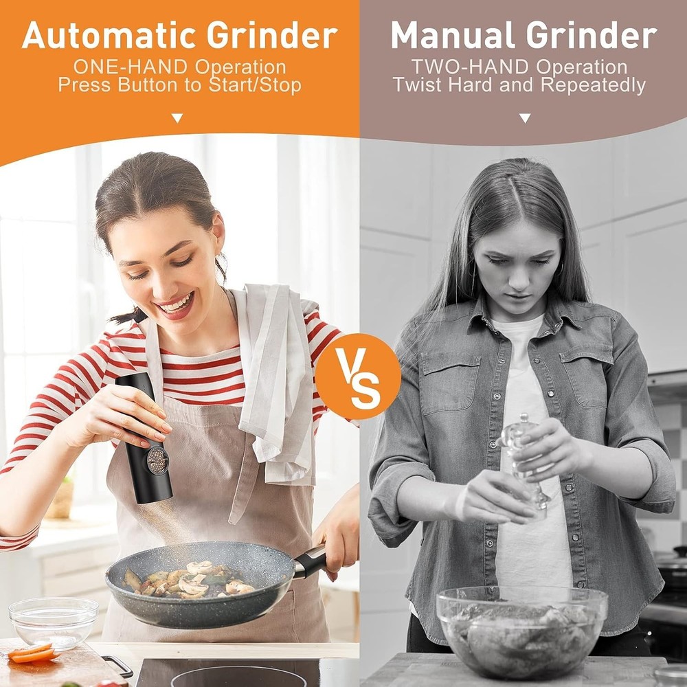 Rechargeable Salt & Pepper Grinders - 2 Pack