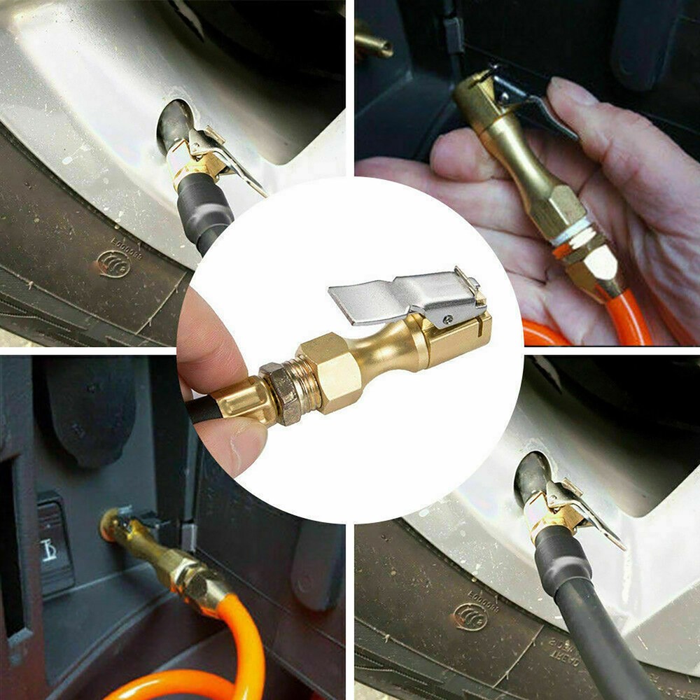 2Pcs 8mm Open Flow Air Chuck with Lock Connector Tire Inflator Valve