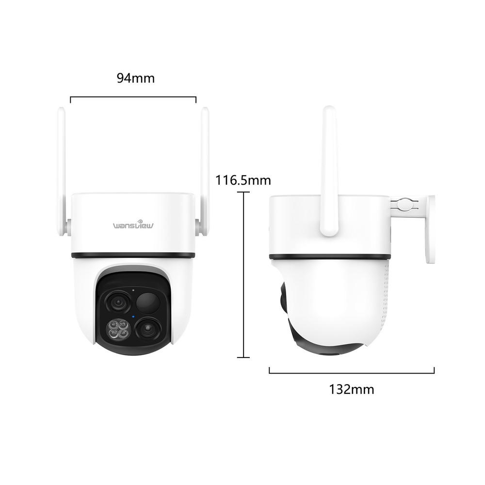 Wansview Dual-Lens Wireless Solar Security Camera 360°PTZ 2K Human Detection