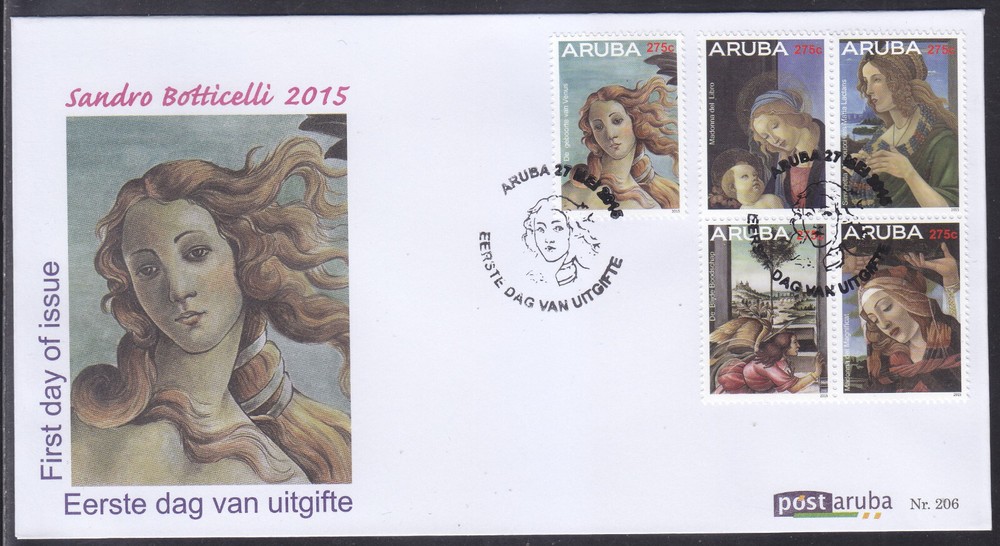 Aruba Issue FDC 2015 (206) Painter Sandro Botticelli
