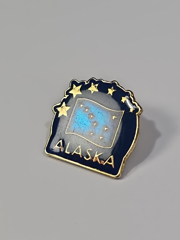 Alaska Flag Souvenir Lapel Pin Blue Background