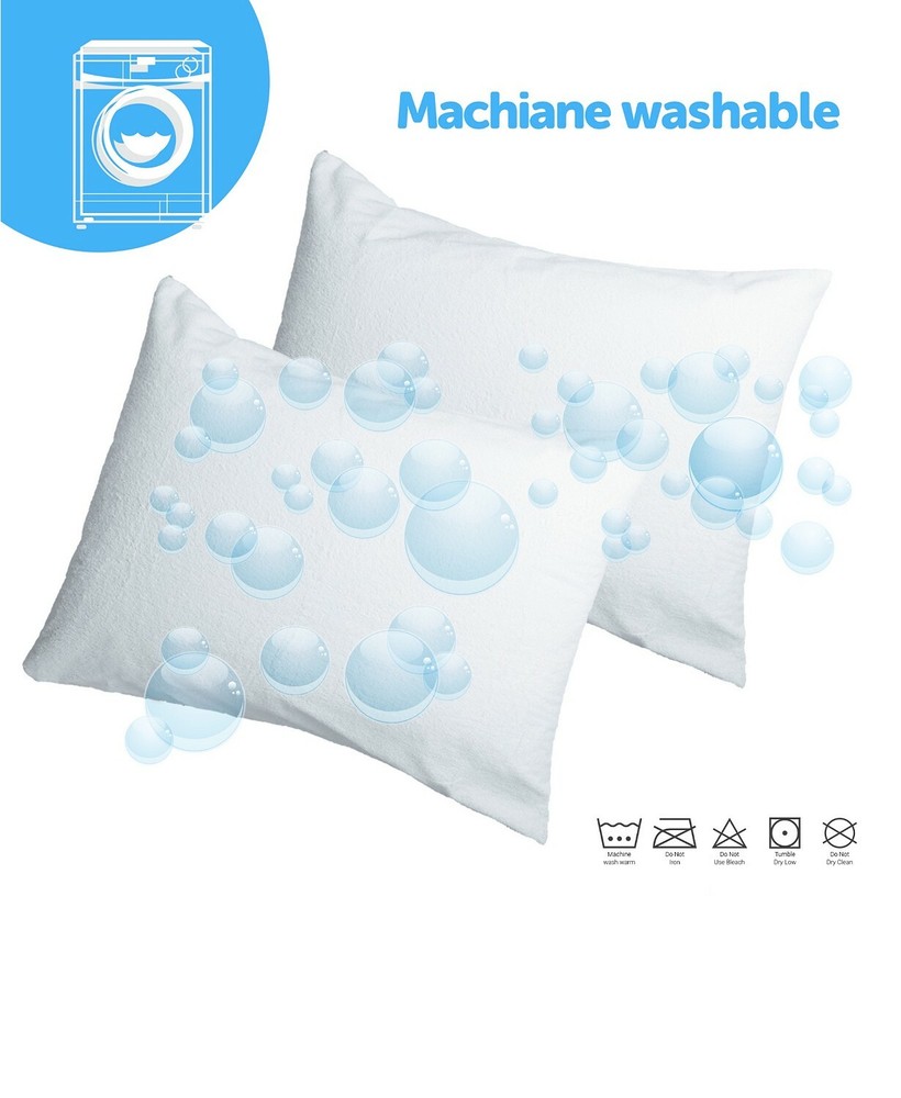 Joluzzy Zippered Bed Bug Proof Waterproof Cotton Pillow Protector - KING - White