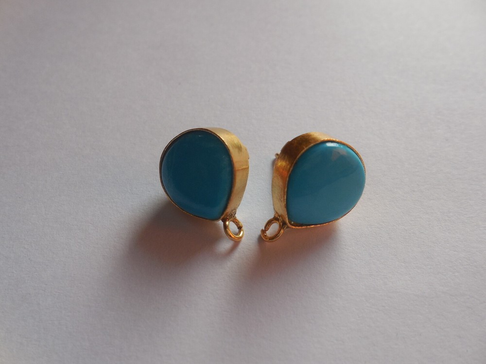 Turquoise Stud Connector Ear Post Earring Gemstone Jewelry Making Charm DIY