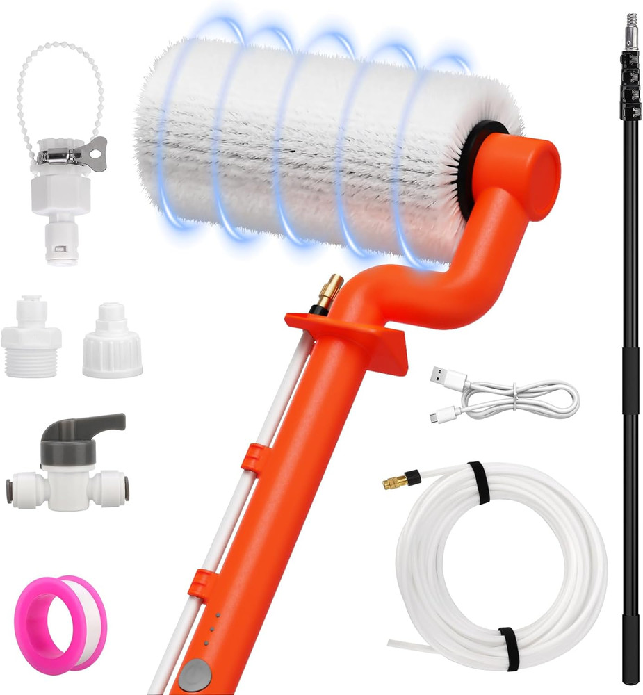 Electric Solar Panel Cleaning Brush: 20FT Adjustable Water Fed Pole Solar Panel