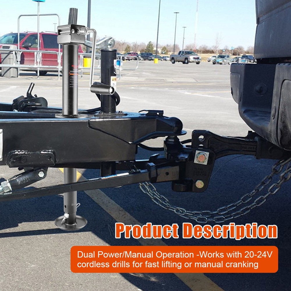 5000lb Capacity A-Frame Trailer Jack 23" Lift Drill Powered Height Adjustable