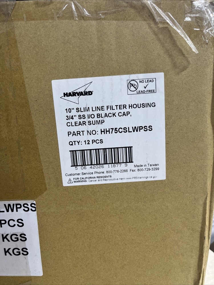 Harvard HH75CSLWPSS 10” Slim Line Filter Housing 3/4” SS