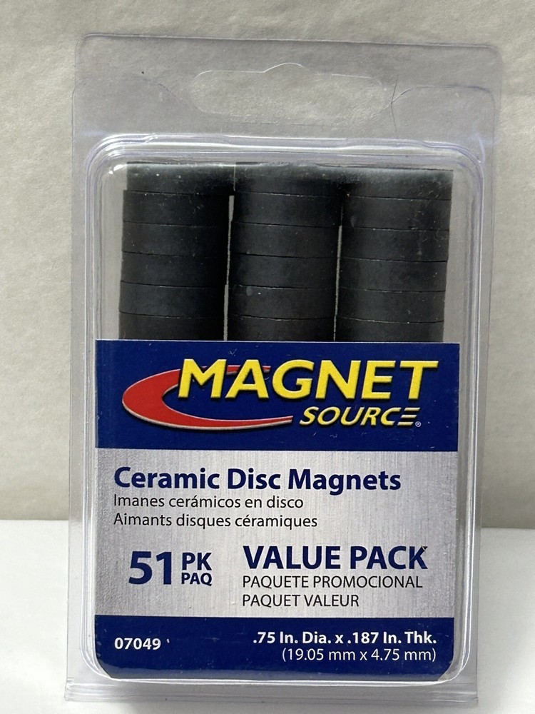 New Magnet Source  3/4" Dia. x 1/8" Thick Ceramic Disc Magnets 51-PACK