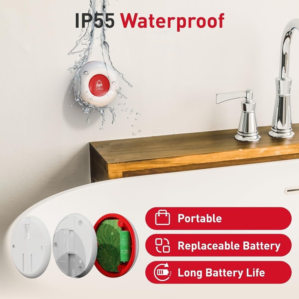 Elderly Call Button Alert | Waterproof Transmitter