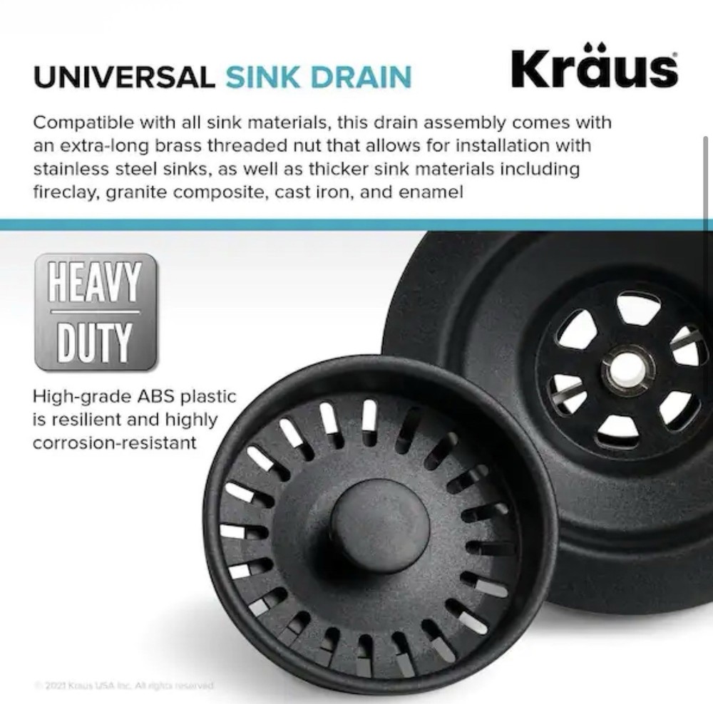 Kraus PST1-BL-C Kitchen Sink Strainer in Black