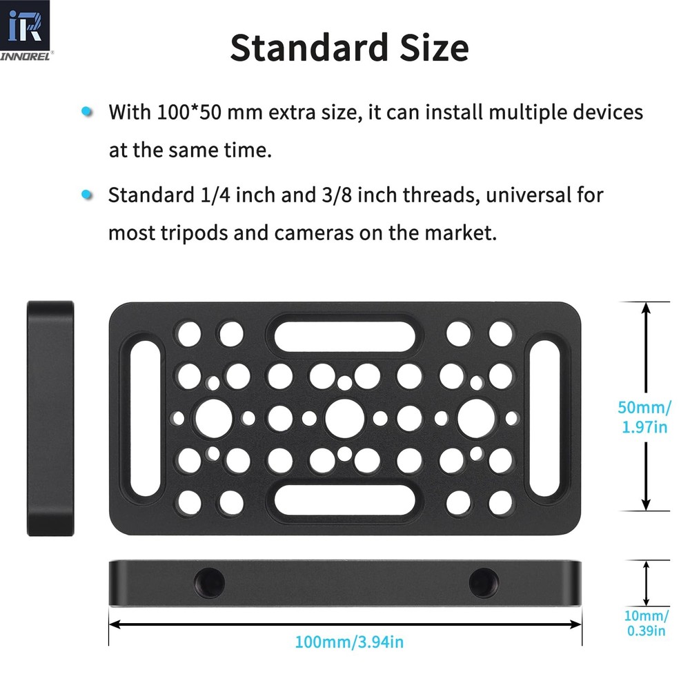 CP1005 2 PCS Multi-Functional Cheese Plate 1/4 3/8 Thread For Camera 10x5