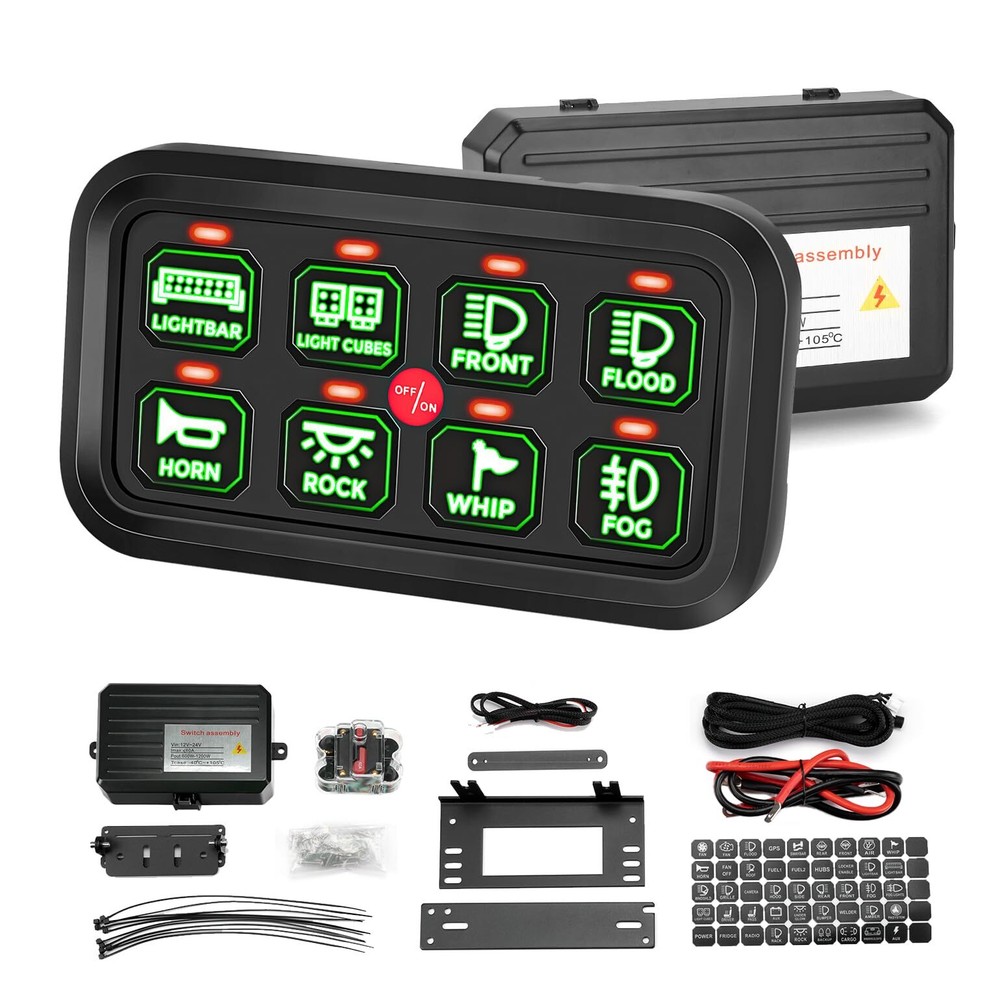 KEMIMOTO 8 Gang Switch Panel LED Light Bar Electronic Relay System for UTV Boat