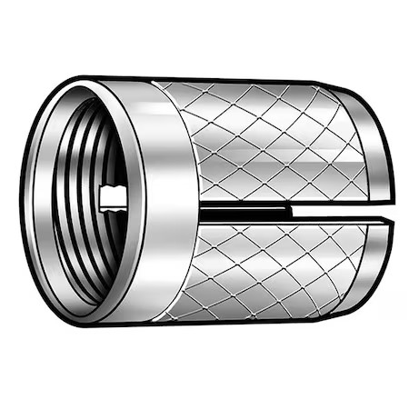 Press Insert, M3-0.50 Int Thrd Sz, 3/16 In L, 4.2 Mm Dia., Brass, Plain, 50 Pk,